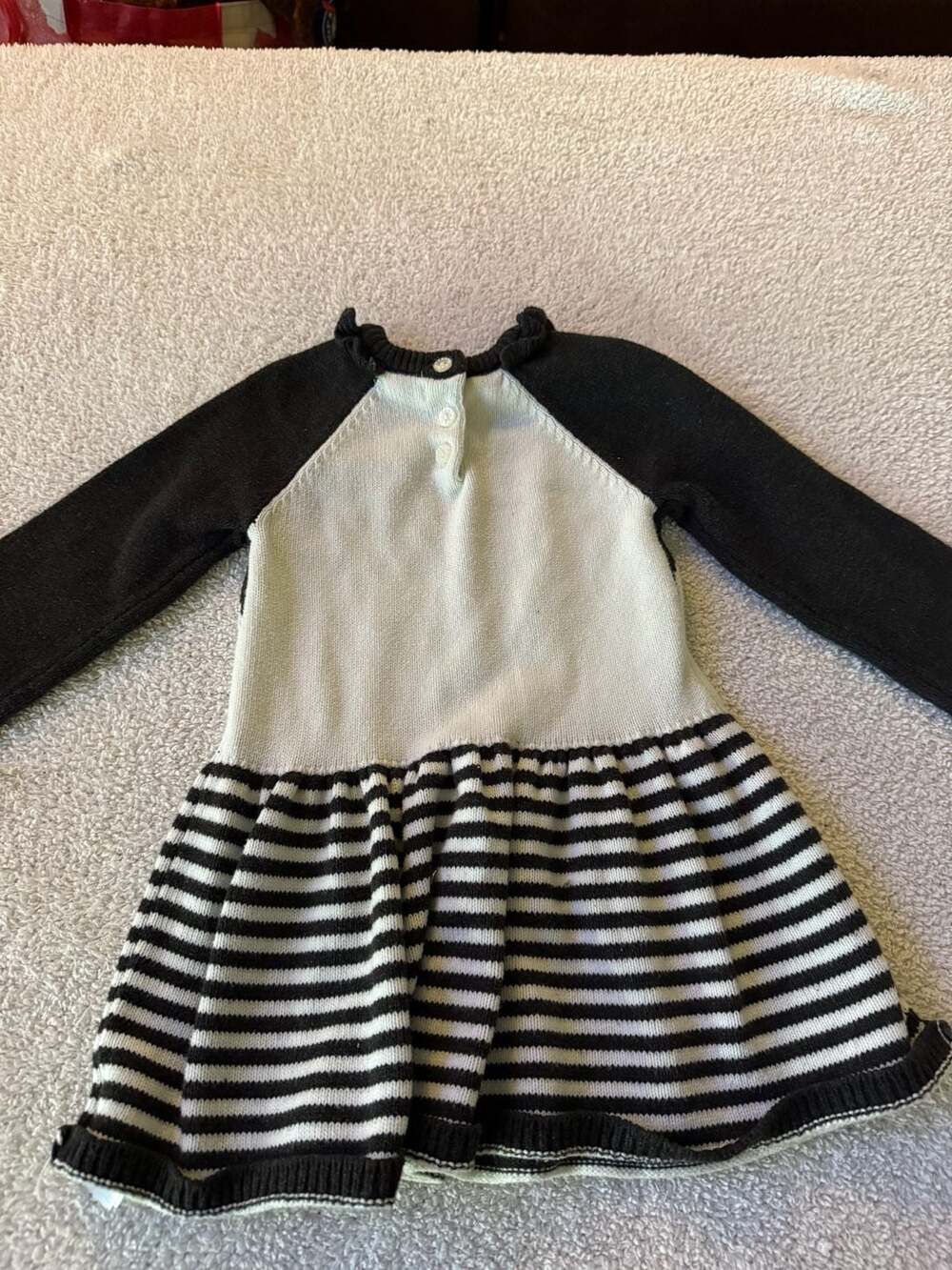 Max Studio Baby Penguin Dress Size 3T Black White Striped Knit - Picture 2 of 3